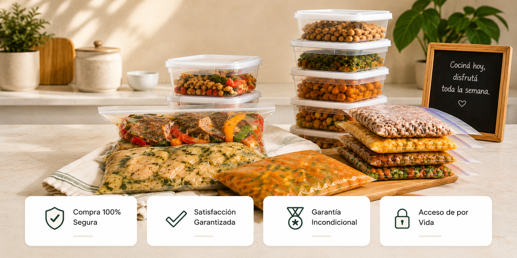 Comidas saludables organizadas en el freezer